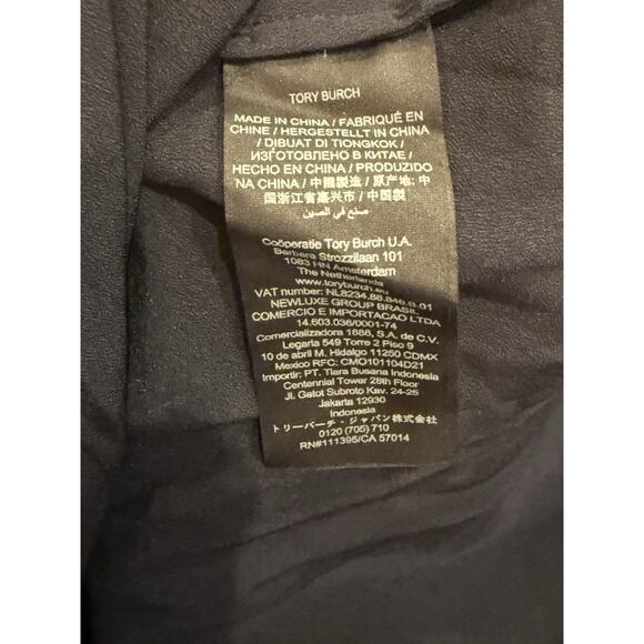 Tory Burch Jane Ruffled Crepe de Chine Shirt Dress Navy Women’s 16 Luxury Office - Picture 4 of 8